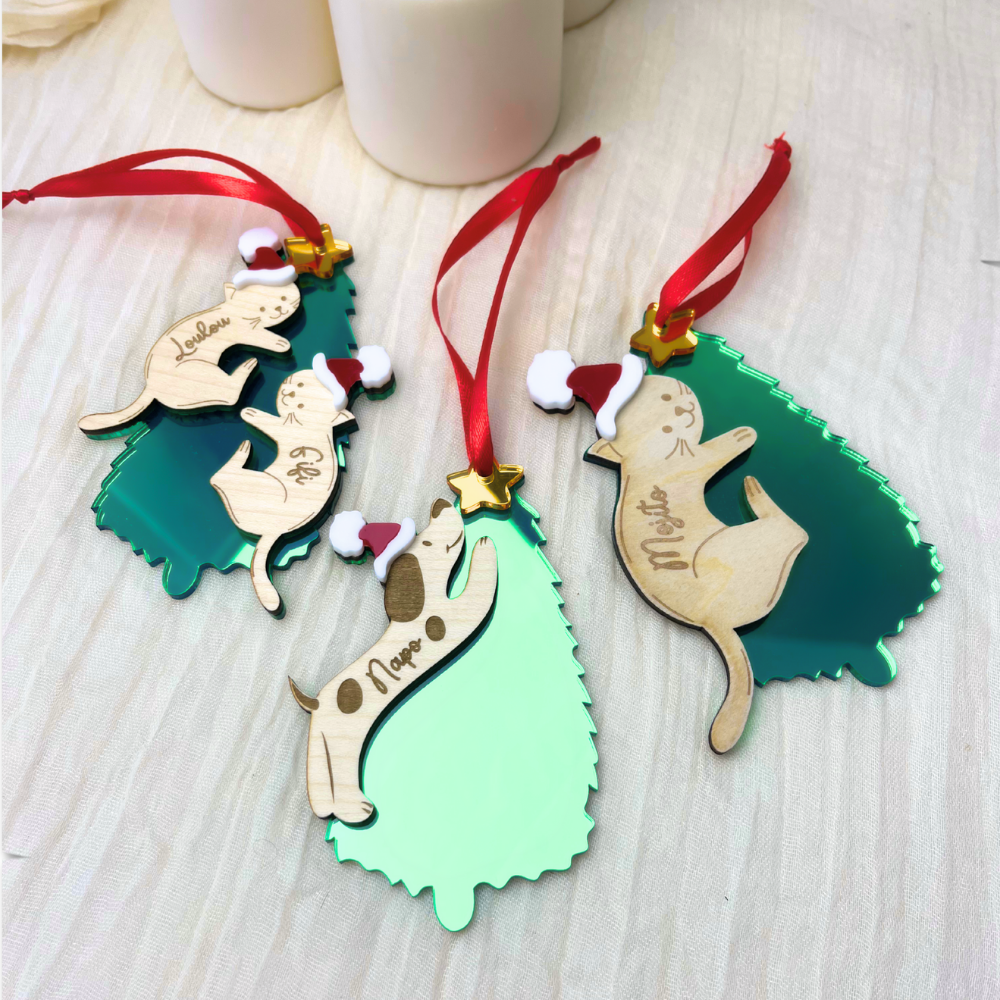 Suspension Noël sapin avec chat ou chien Noël - personnalisable – Image 2