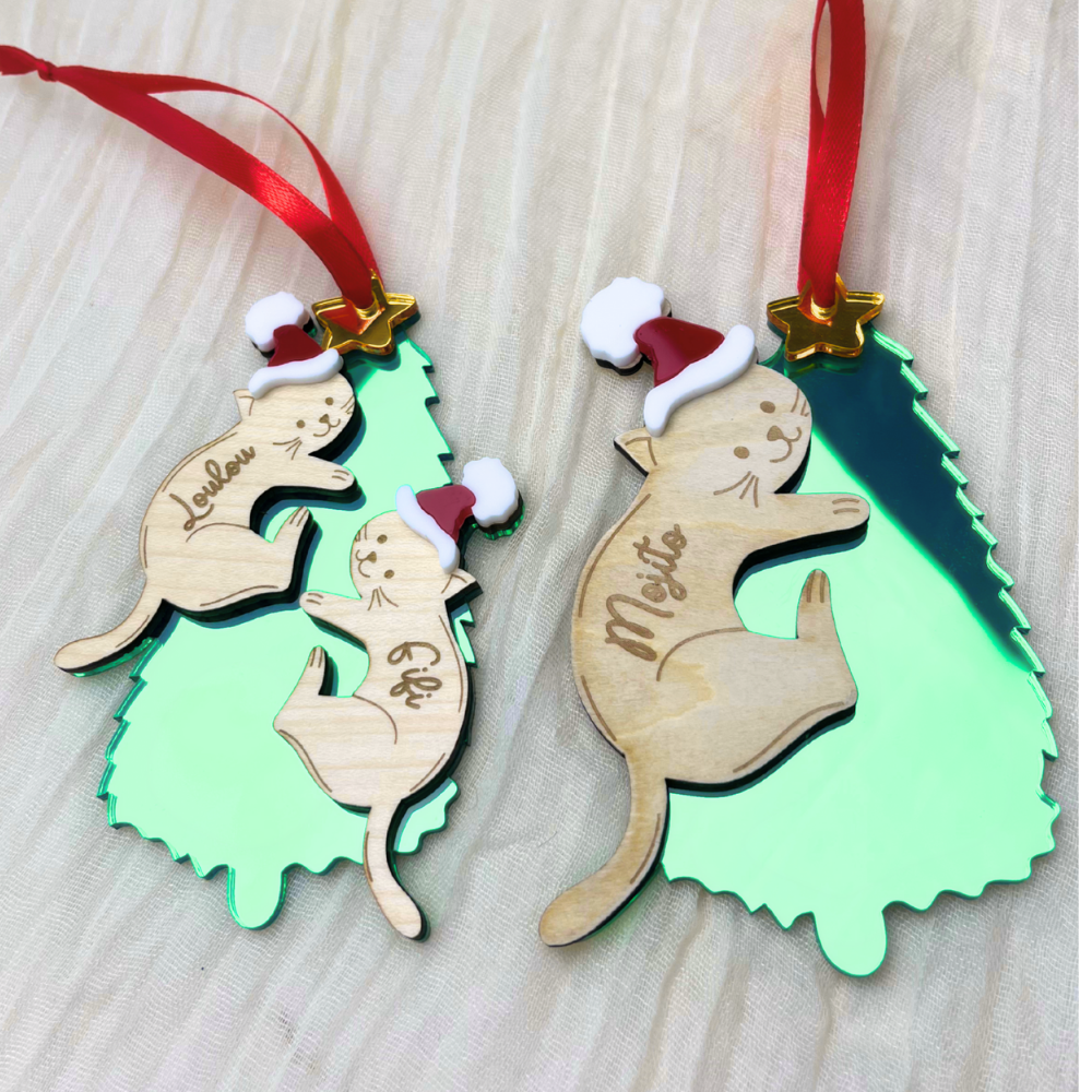 Suspension Noël sapin avec chat ou chien Noël - personnalisable – Image 3