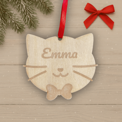 Suspension de Noël - Chat mignon - Personnalisable