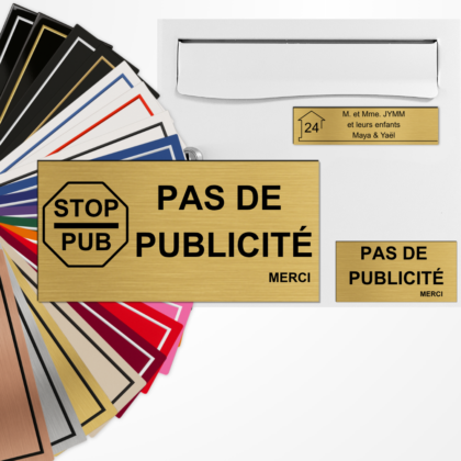 Plaque “Pas de Publicité” grand format adhésive PVC avec ou sans motif – 10x5 cm