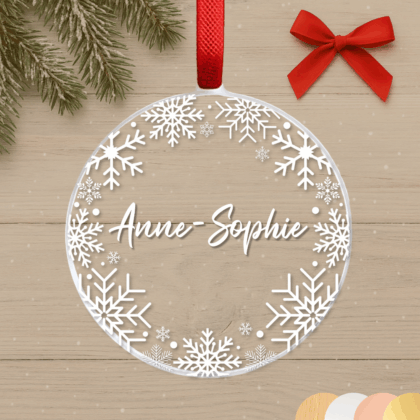 Boule de Noël Personnalisable - Prénom gravé - diamètre 8cm