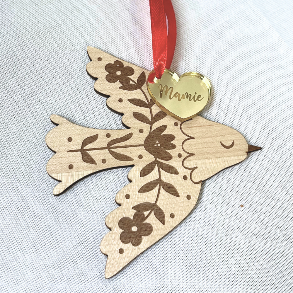 Suspension Noël Colombe - Prénom personnalisable – Image 2