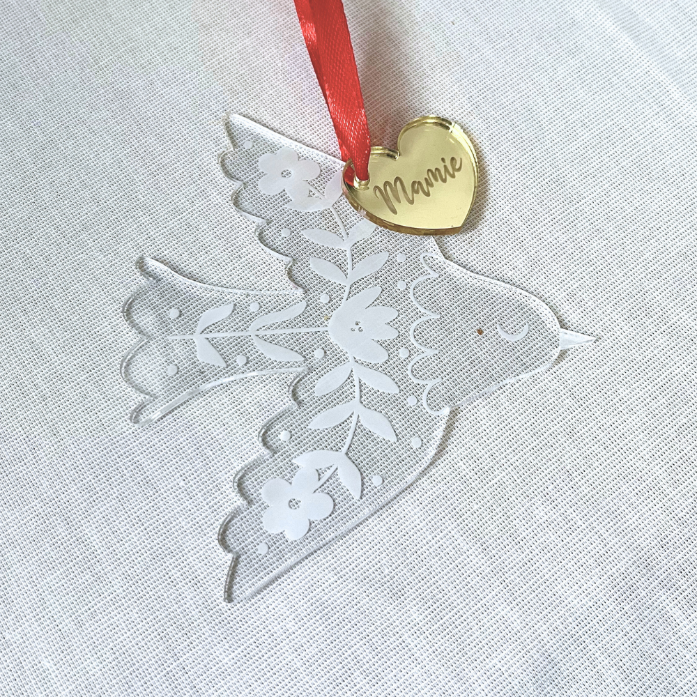 Suspension Noël Colombe - Prénom personnalisable – Image 3