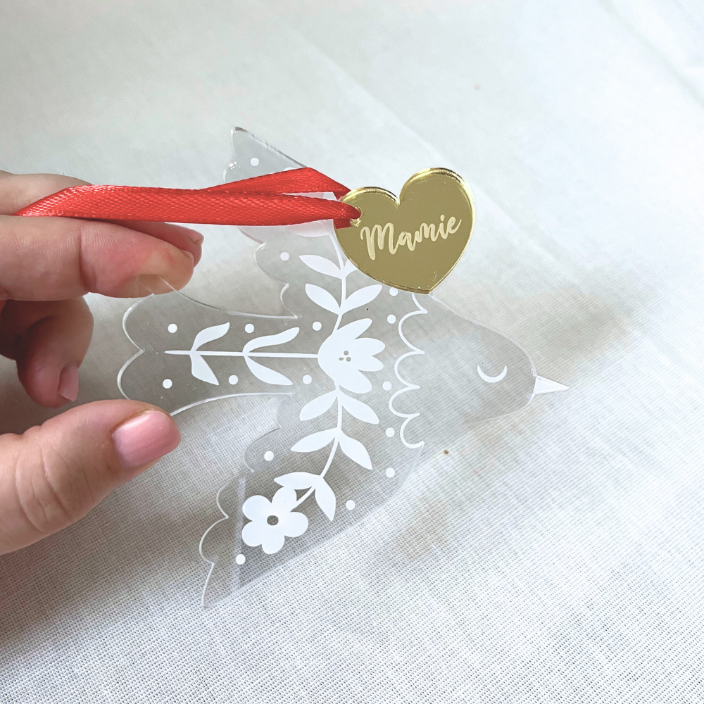 Suspension Noël Colombe - Prénom personnalisable – Image 4