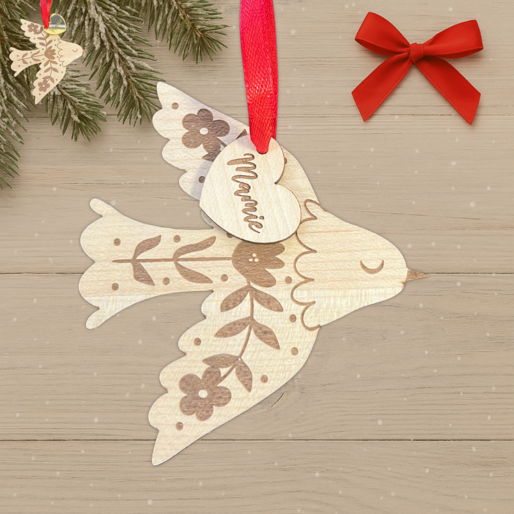 Suspension Noël Colombe - Prénom personnalisable